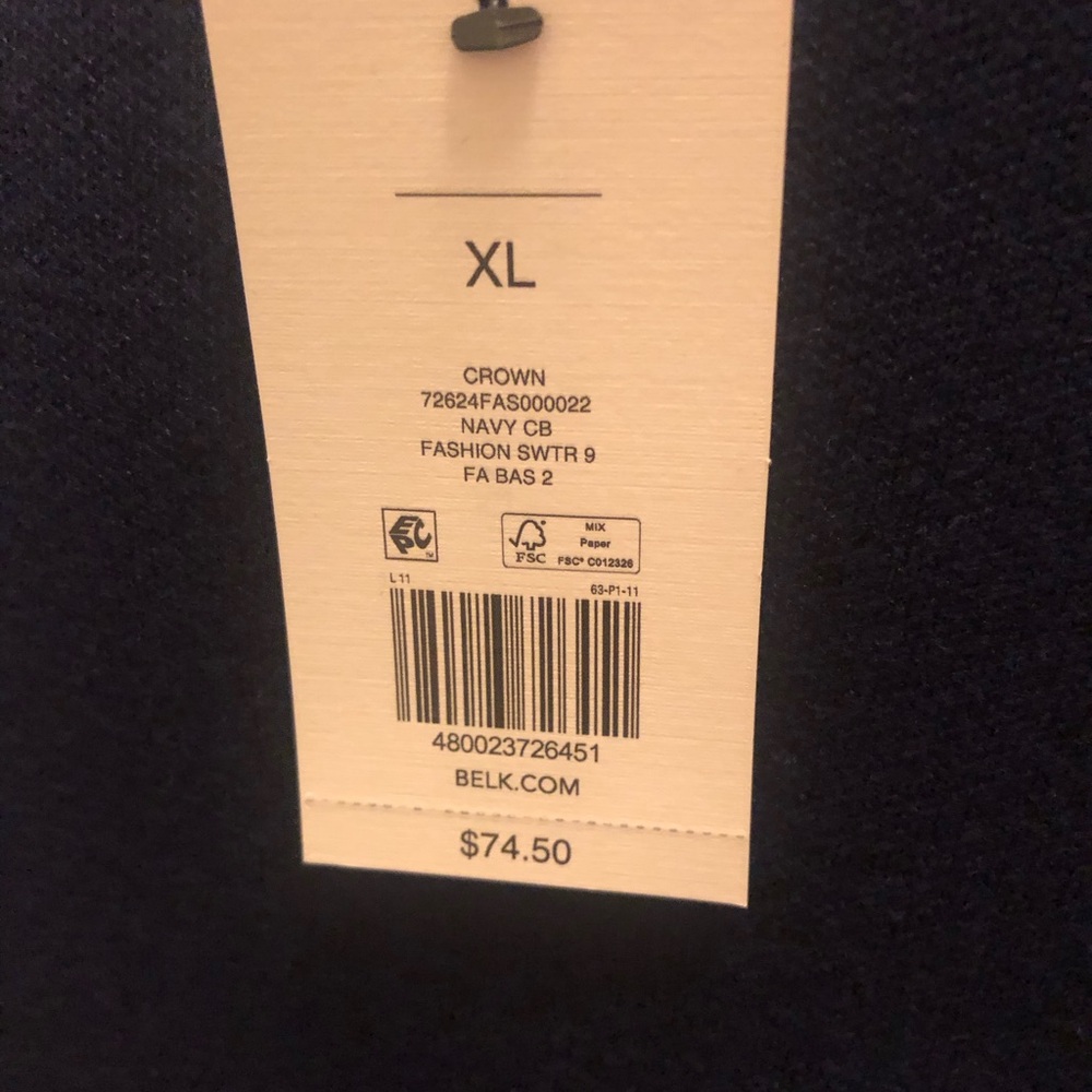NWT Crown and Ivy Navy color block Open Cardigan- Size XL - Picture 10 of 10